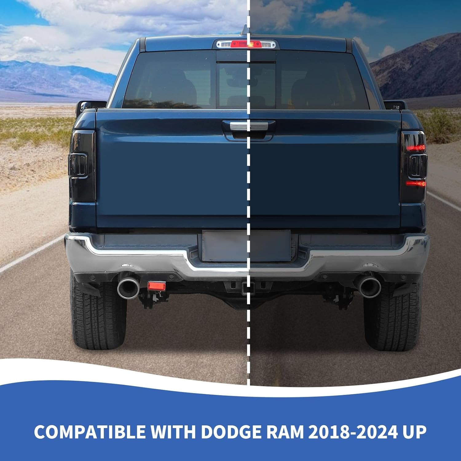 for RAM Tail Light Cover, Smoked Rear Light Lamp Guards Trim Compatible with Dod
