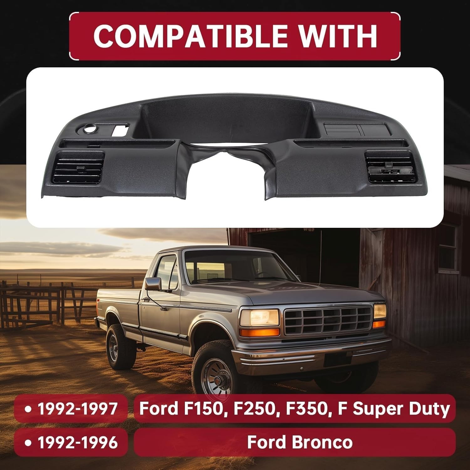 Instrument Dash Cluster Bezel for 1994-1997 Ford F250/F350 Diesel,F4TZ15044D70-C