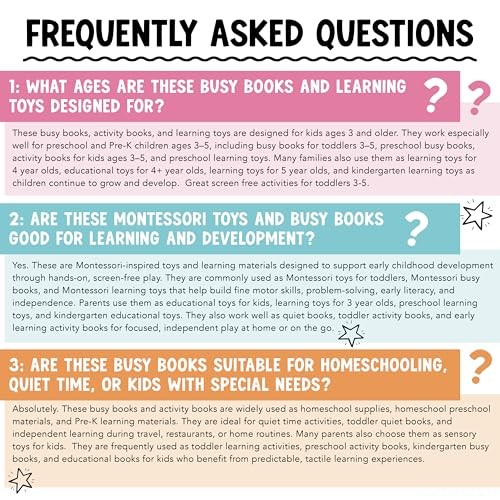 My First Busy Book Toddlers 3-5, Montessori Preschool Learning Activities Age