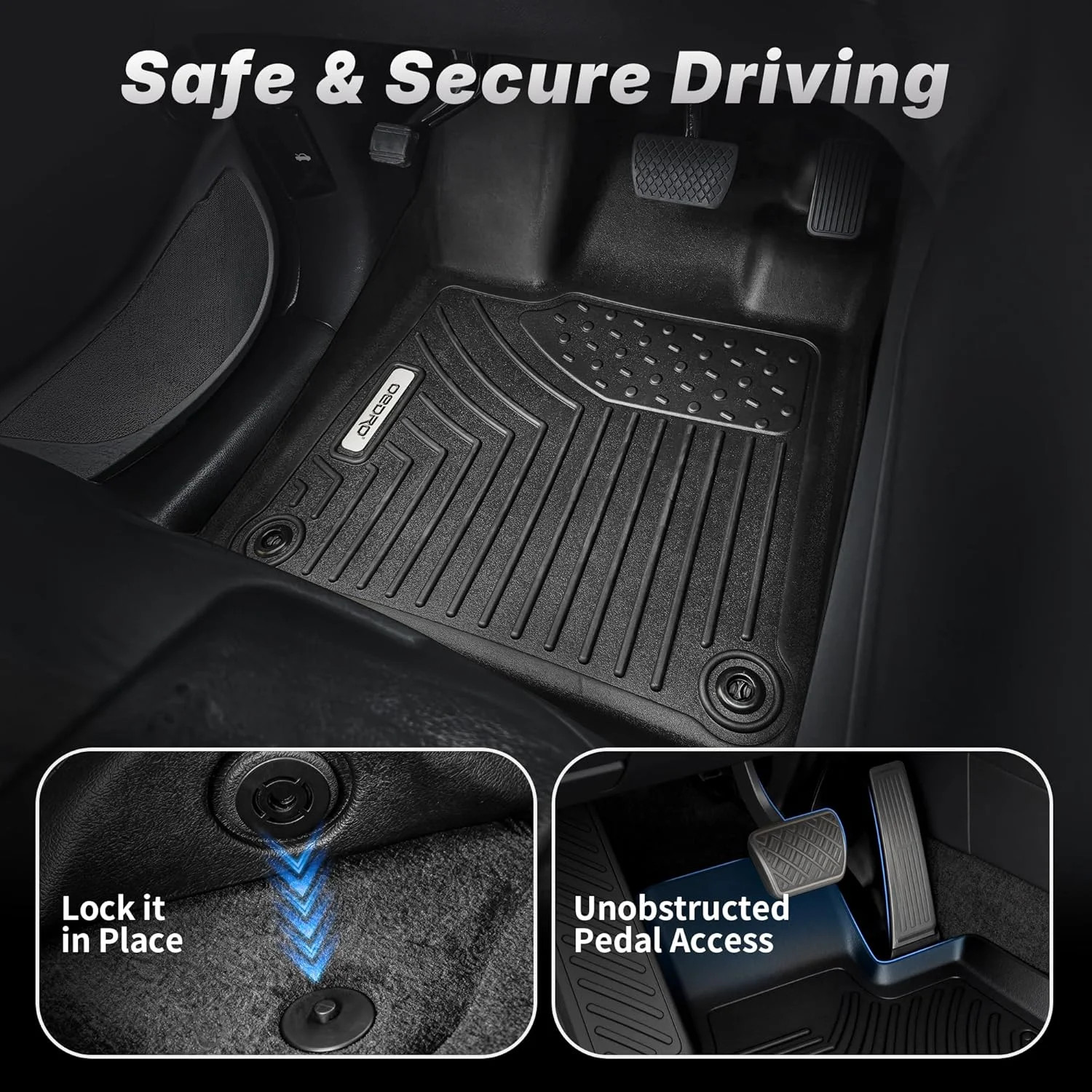 OEDRO Floor Mats Fits for 2014-2018 Chevrolet Silverado/GMC Sierra 1500 Double C