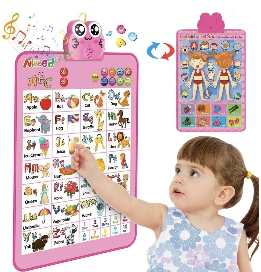 Electronic Interactive Double-Sided Alphabet Wall Chart, Talking ABC & 123
