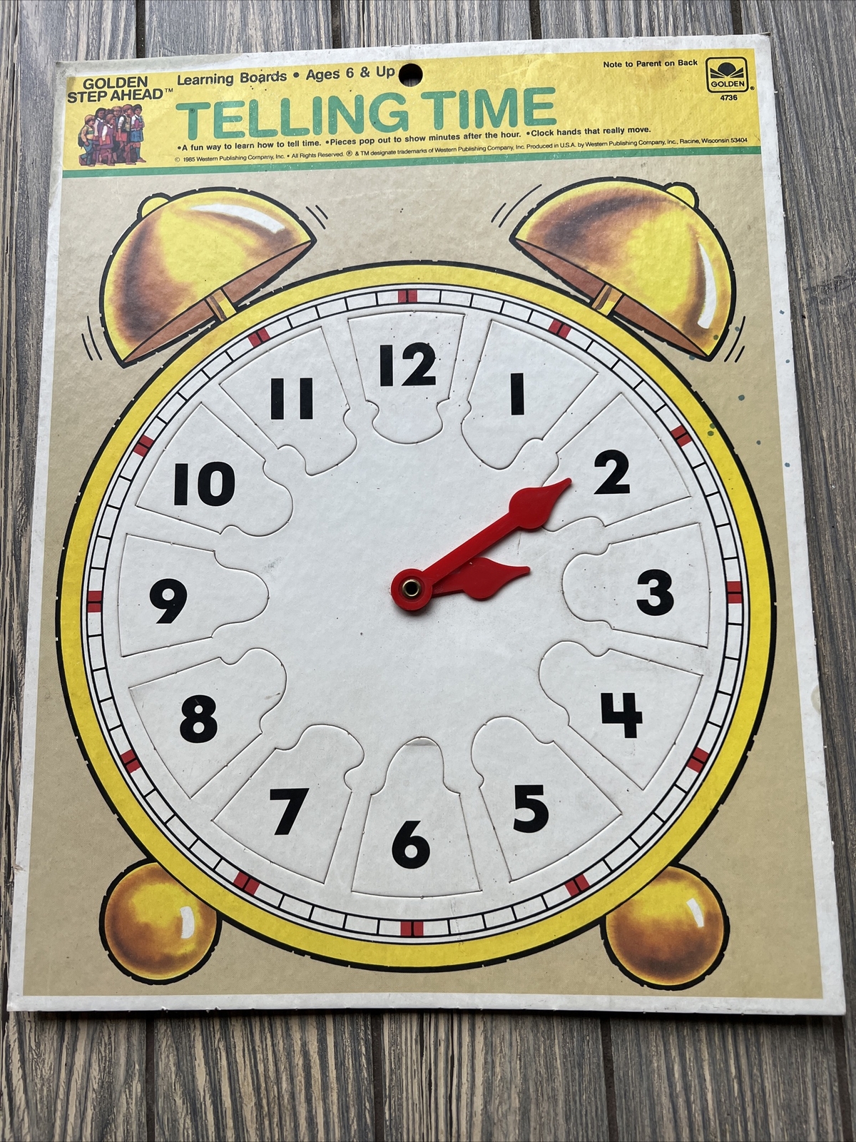 Vintage 1985 Golden Step Ahead Telling Time Clock Puzzle 4736