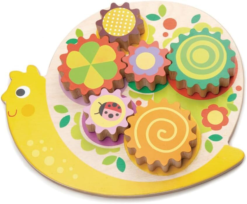 Tender Leaf Toys – Snail Whirls – 6 Removable Flowers Gears