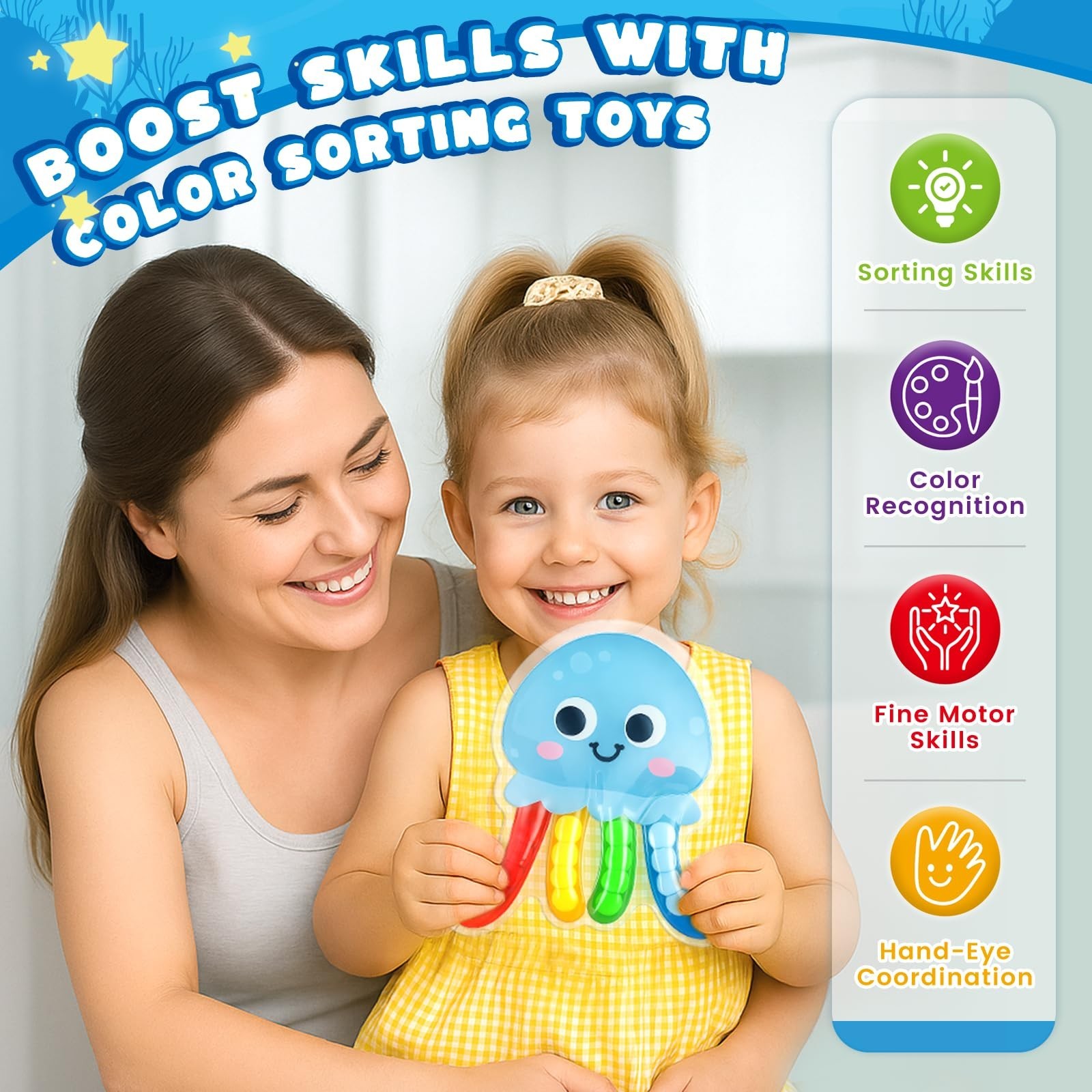 3 otters Color Sorting Sensory Toys, Sea Animals Fine Motor Matching Games Fi…