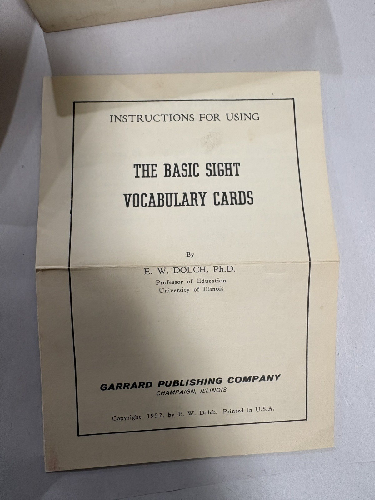 Vintage Basic Sight Vocabulary Cards By E.W. Dolch 1949 Garrard Press 1952 EUC