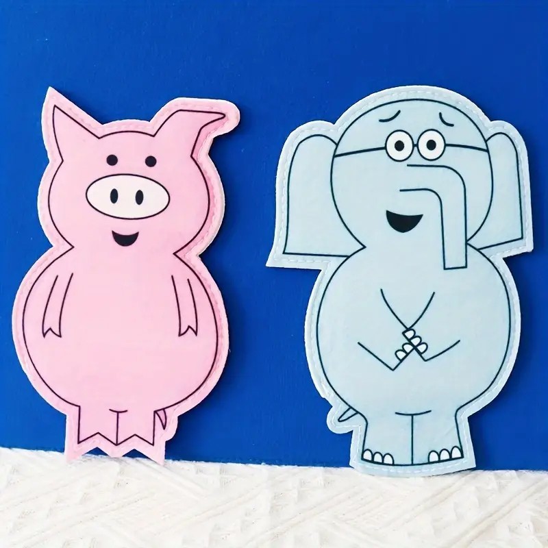 Piggie and Elephant Felt Puppets Story Set Educational Flannel Board Toy