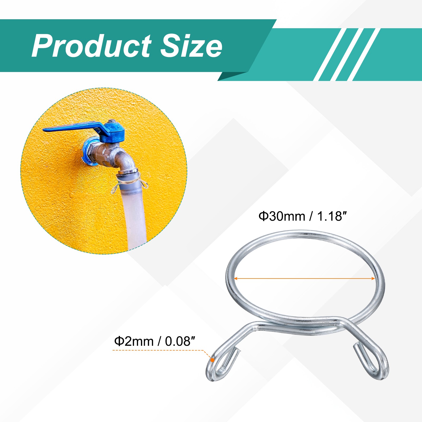 20Pcs 30mm ID 30mm Clamp Dia. Fuel Line Hose Clips Spring Clips, Blue White