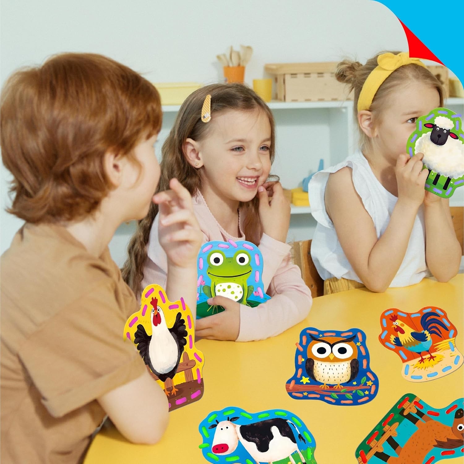 Engaging 9 Pcs Farm Animals Lacing Cards – Develop Skills with Colorful Laces