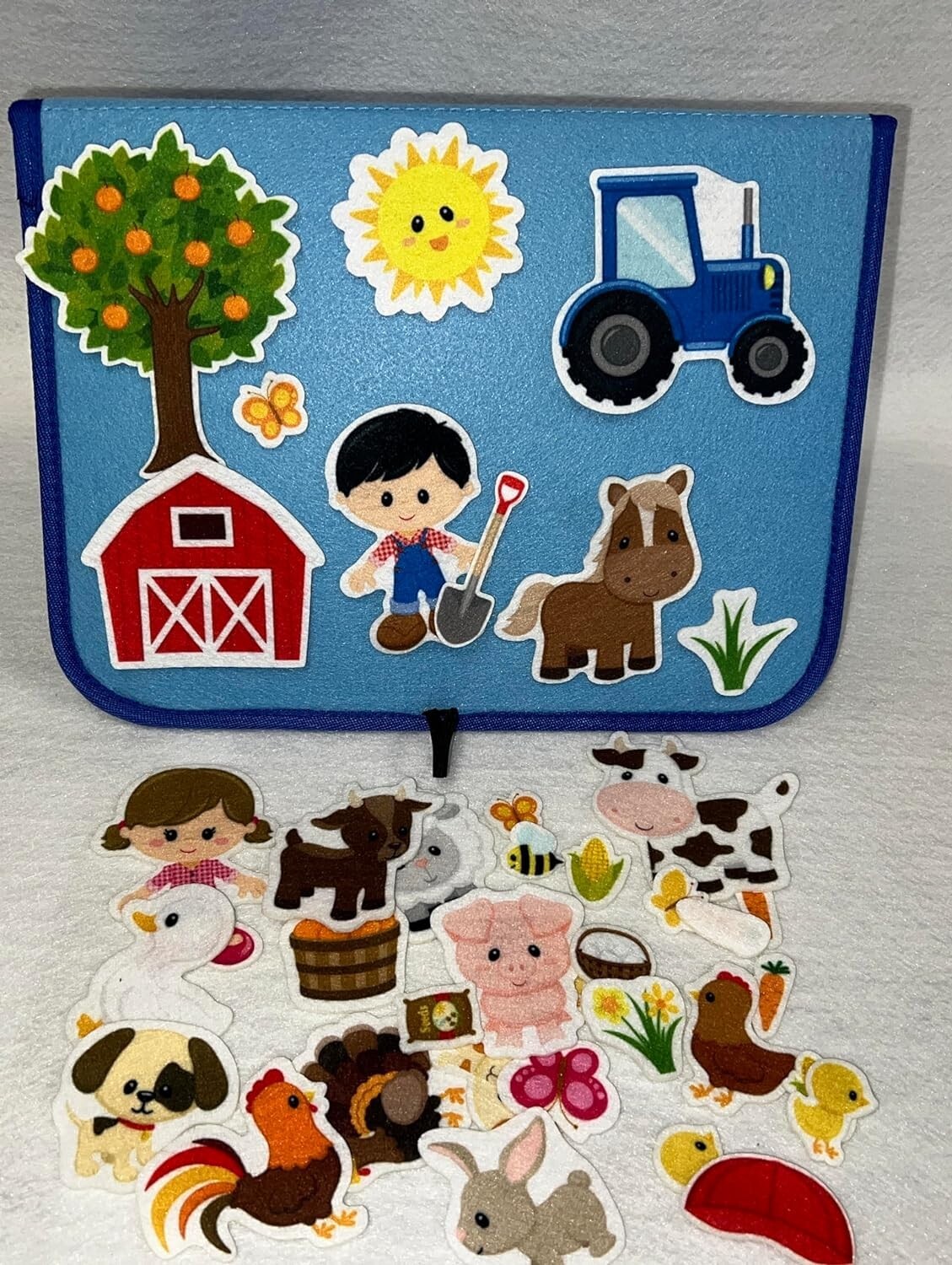 37 Piece Farm Animals Felt Figures & Flannel Board Stories cow sheep horse pig