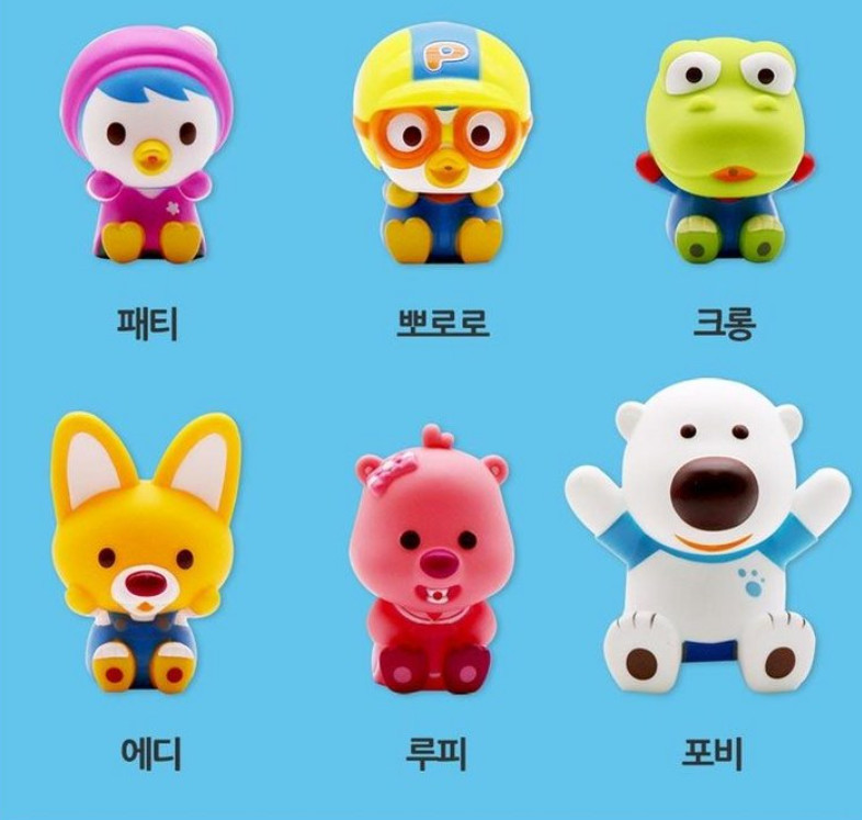 Pororo & Friends 6 Figures Shower Bath Kid Play Toy Birthday Cake Topping Deco