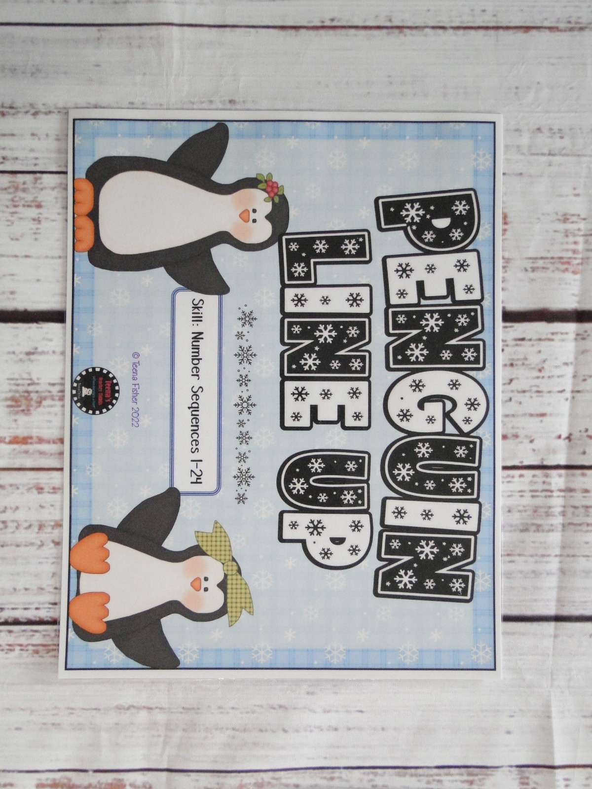 Penguin Line Up Number Sequences Preschool Kindergarten Match Center Task Bag