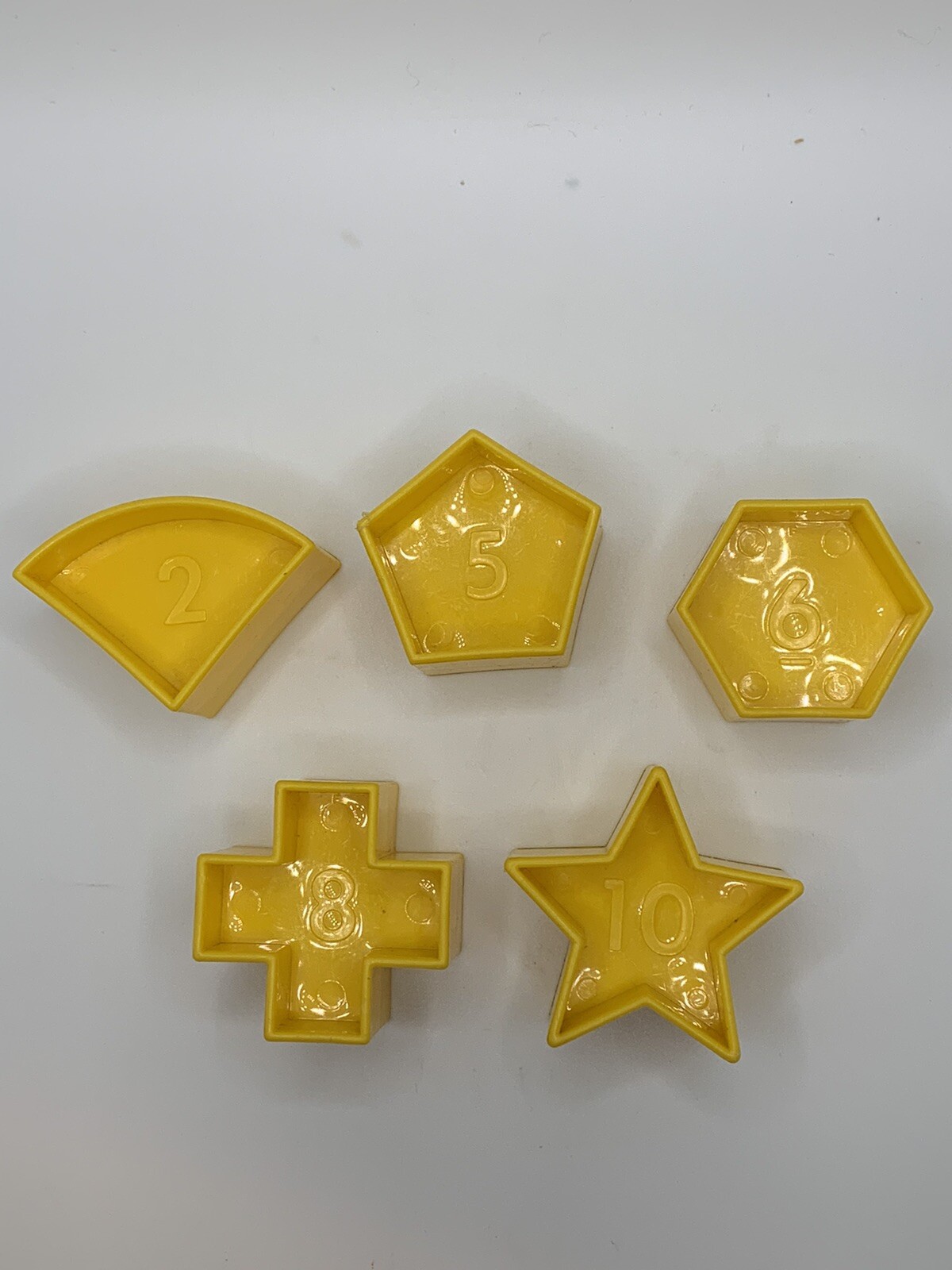 Vintage Tupperware Shape-O Toys Bright Yellow Replacement Pieces 2 5 6 8 & 10