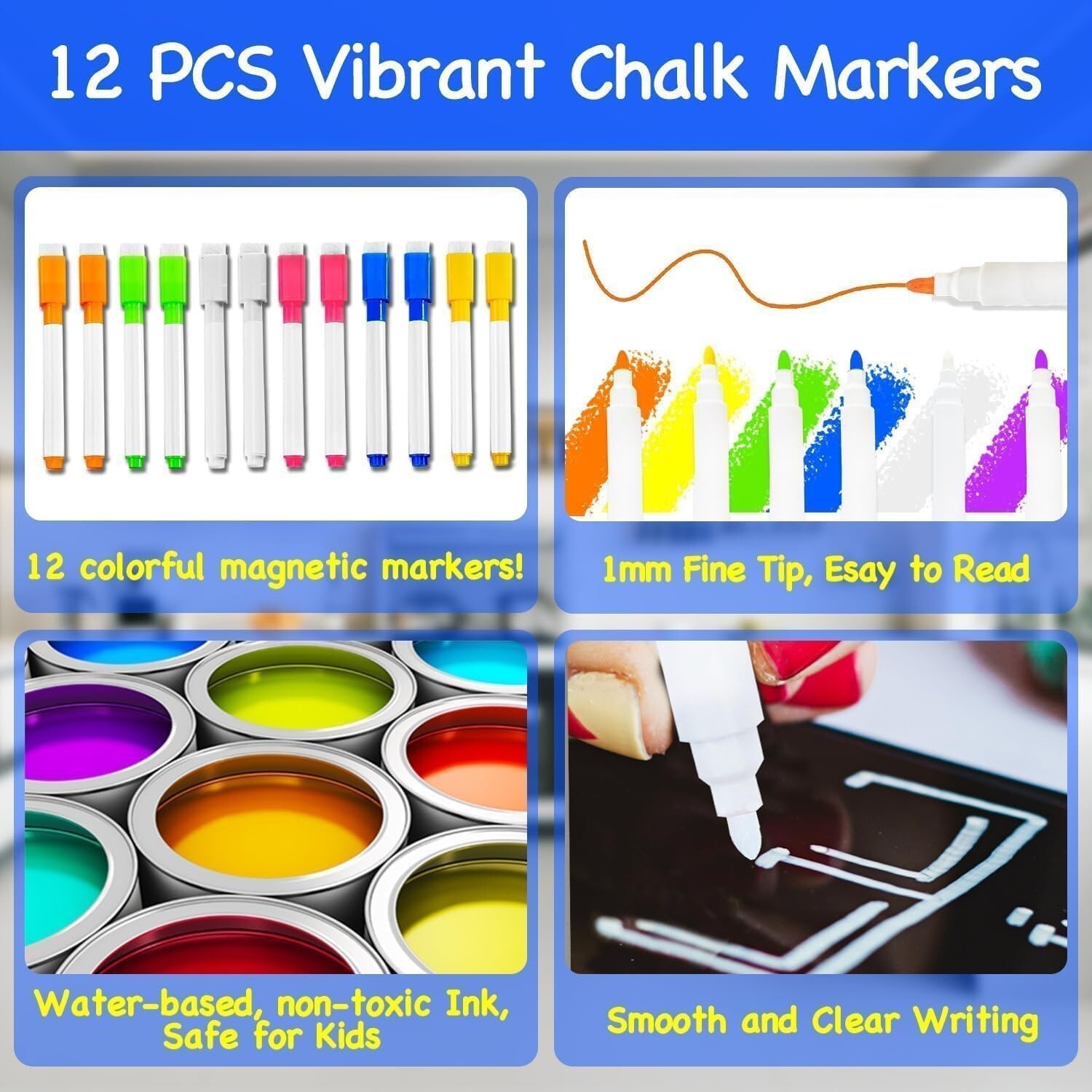 Interactive Magnetic Chore Chart with 12 Markers for Kids – 2PCS, 12″x16″ Design