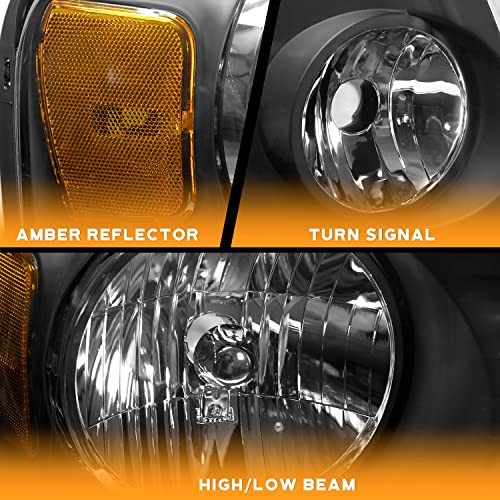 WEELMOTO Headlights Assembly 04-08 Ford F150 Black Housing