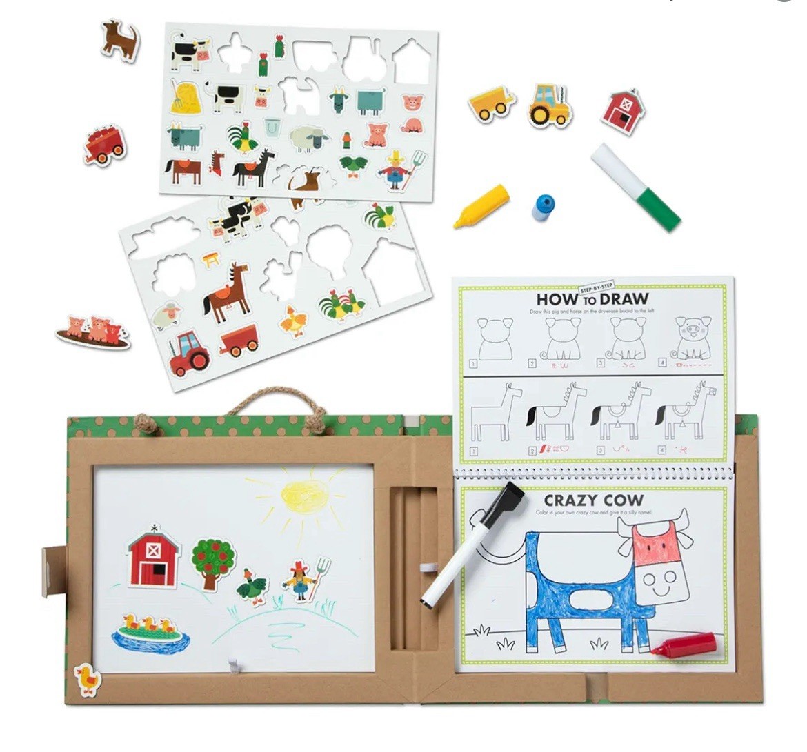Melissa & Doug Play,Draw Create– Farm (45 Magnets, 5 Dry-Erase Markers)