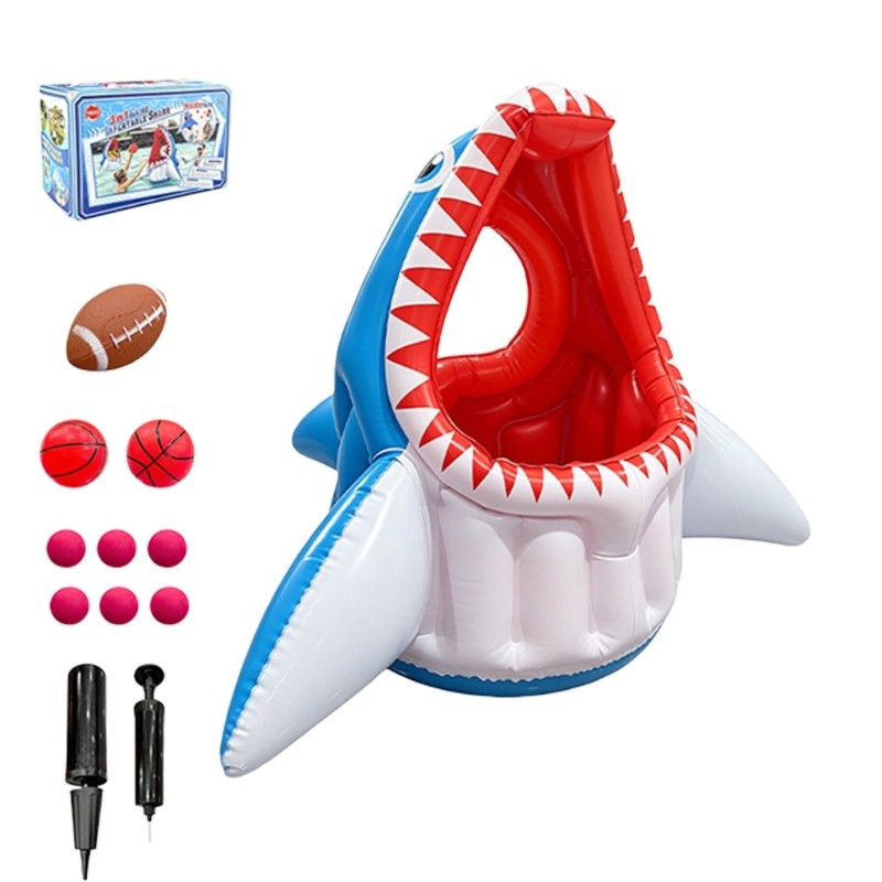 Easter Inflatable Shark Rings Interactive Game Sport Funny Toy For Backyard Pool