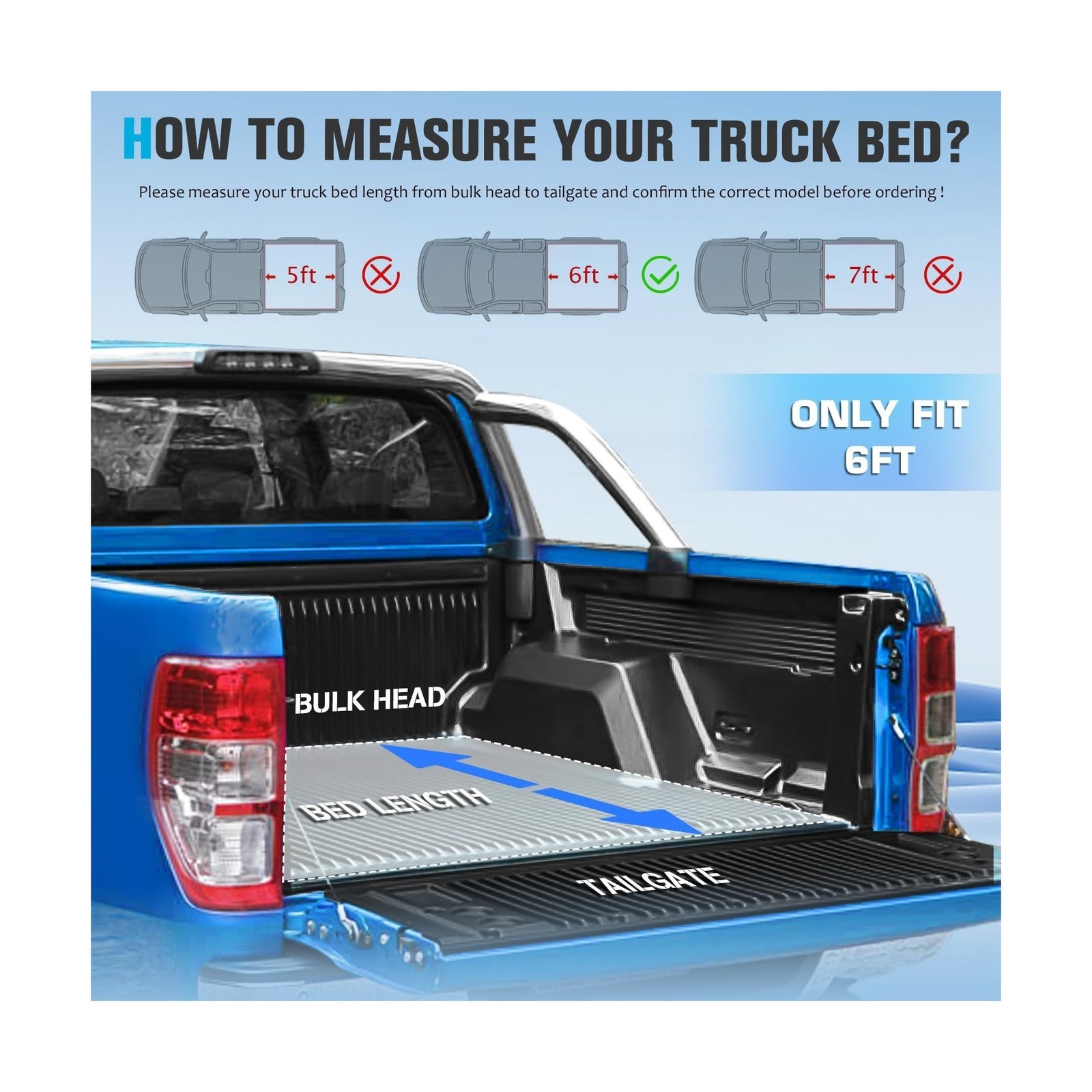 Soft Tonneau 6FT Fit 83-11 Ford Ranger & 94-09 Mazda B2300/4000, Fleetside
