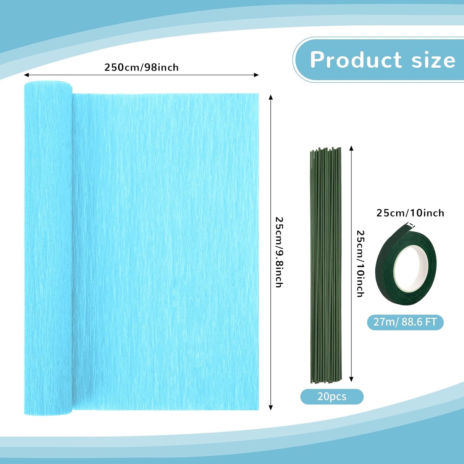 Crepe Paper Streamers 8 Rolls, 10 x 98Inch 8 Pastel Colors