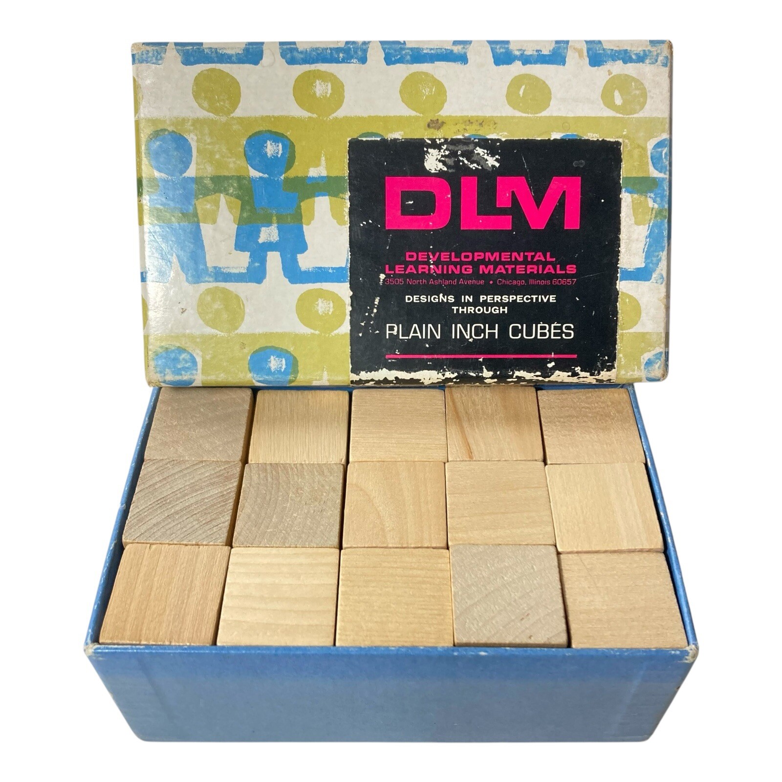 Vtg DLM Plain Inch Cubes Wooden 30 Count Teaching Resource Math Art Design