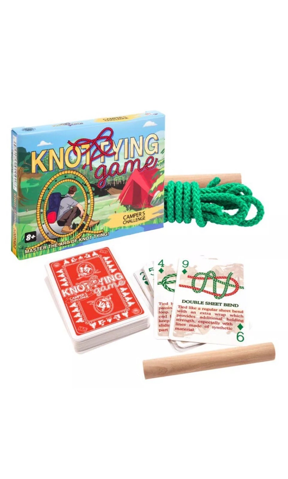 Knot Tying Game Camper’s Challenge Edition Gift 8 Up Learn 52 Knots Camp