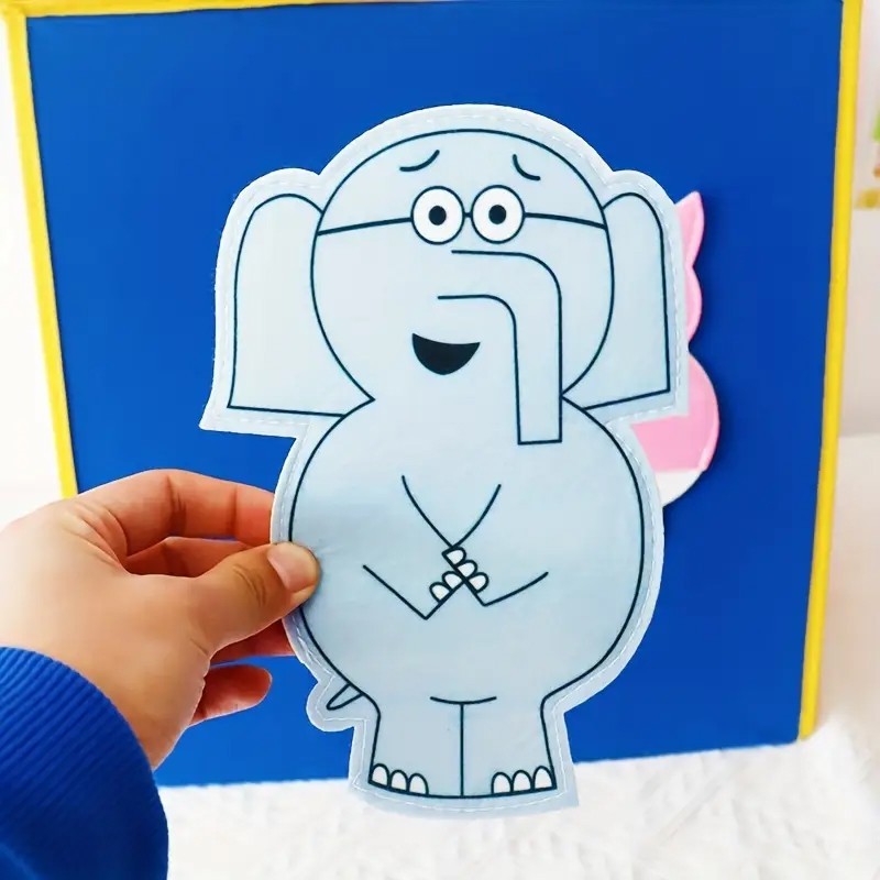 Piggie and Elephant Felt Puppets Story Set Educational Flannel Board Toy