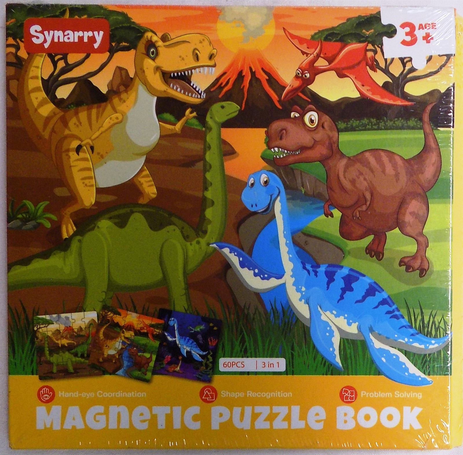 LOT OF 2 SYNARRY Magnetic Puzzle Book 60 PCS 3 in 1 Each Puzzle