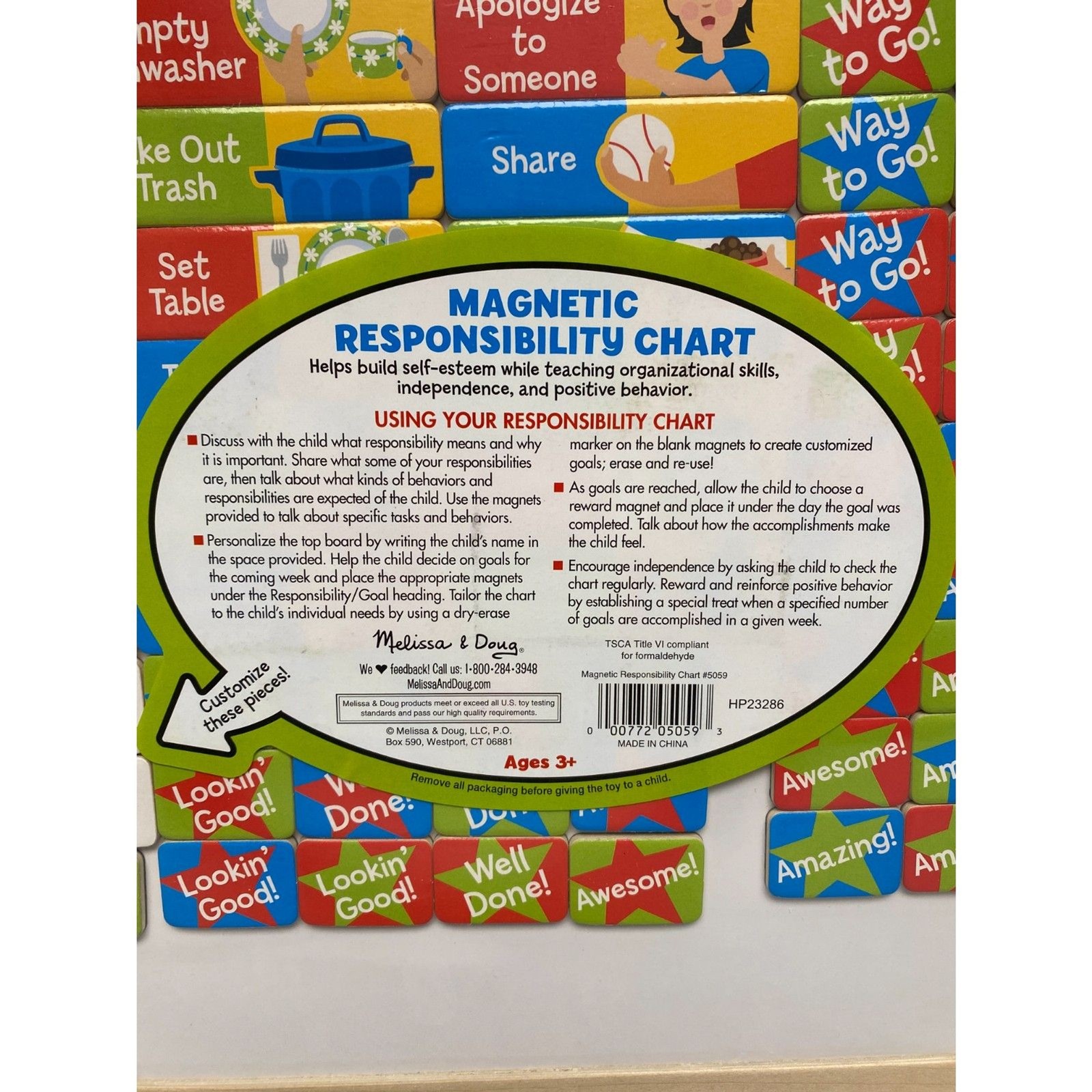 Melissa & Doug Magnetic Responsibility Chart Wooden Hinged 89 Magnet Hanging