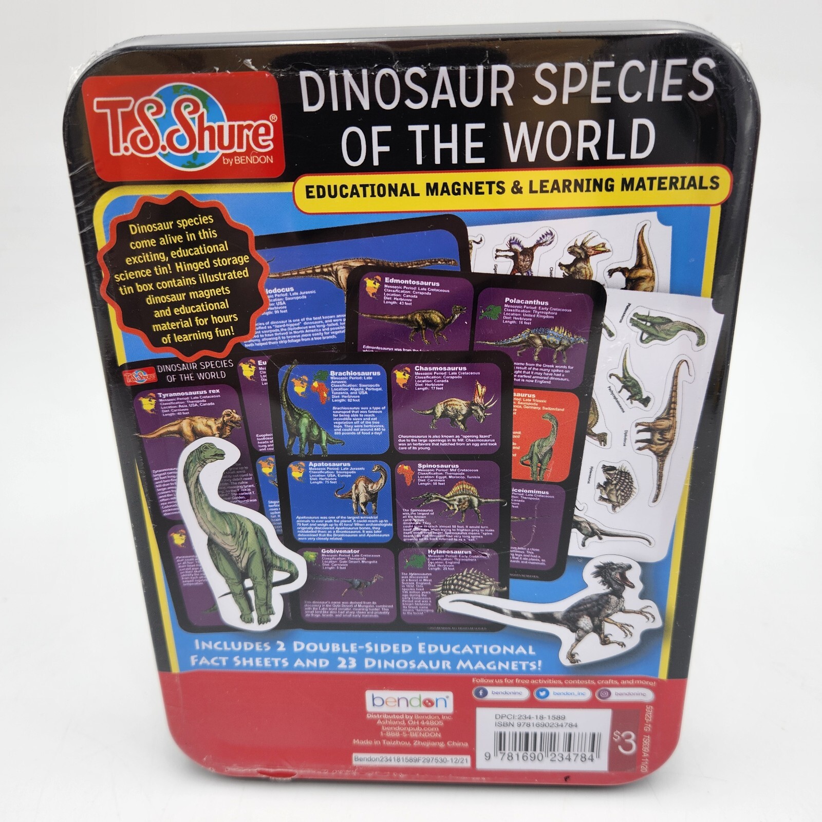 Dinosaur Species Of The World T.S. Shure Educational Magnets STEM Learning