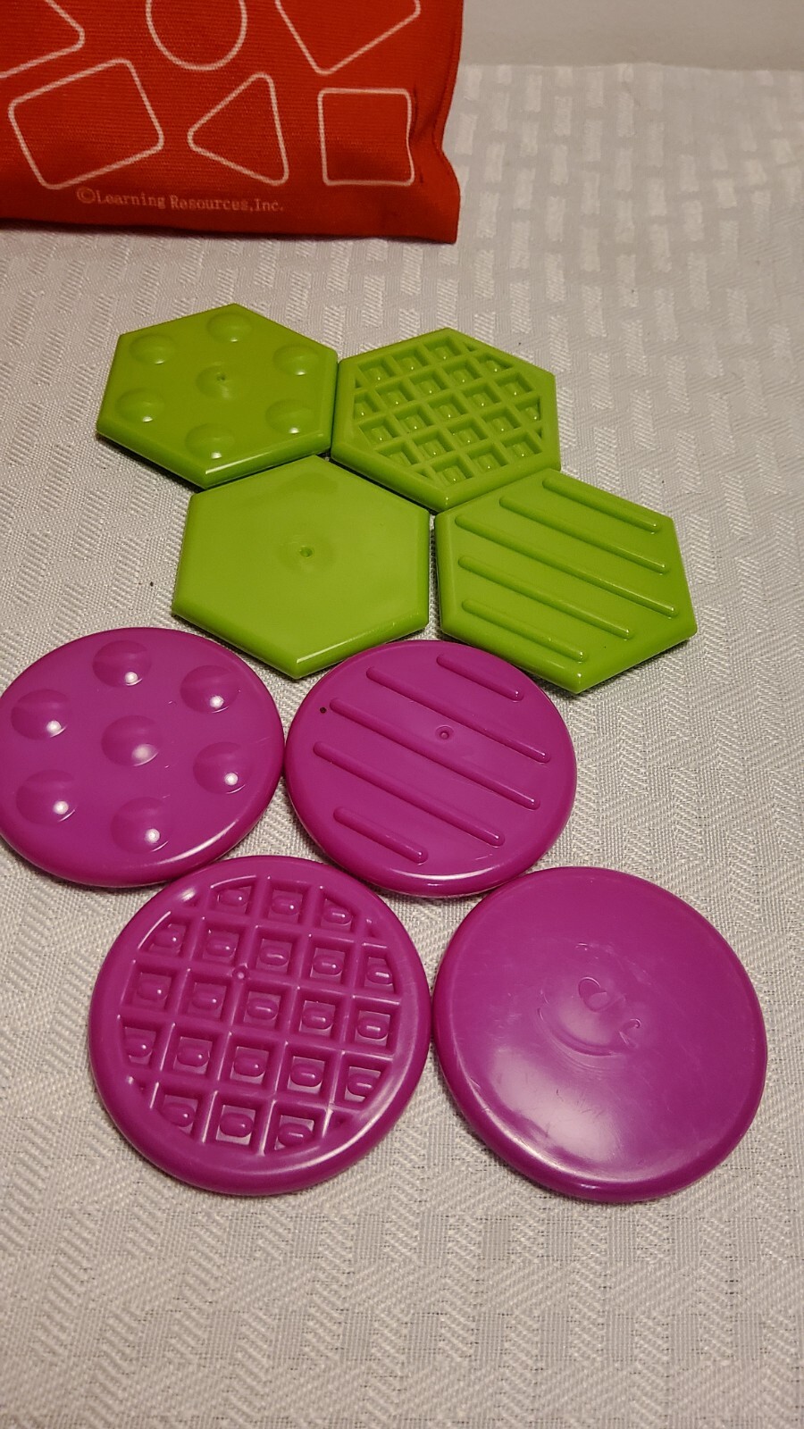 Learning Resources Inc. Colors Shapes in A Bag. Triangle Round Square Etc