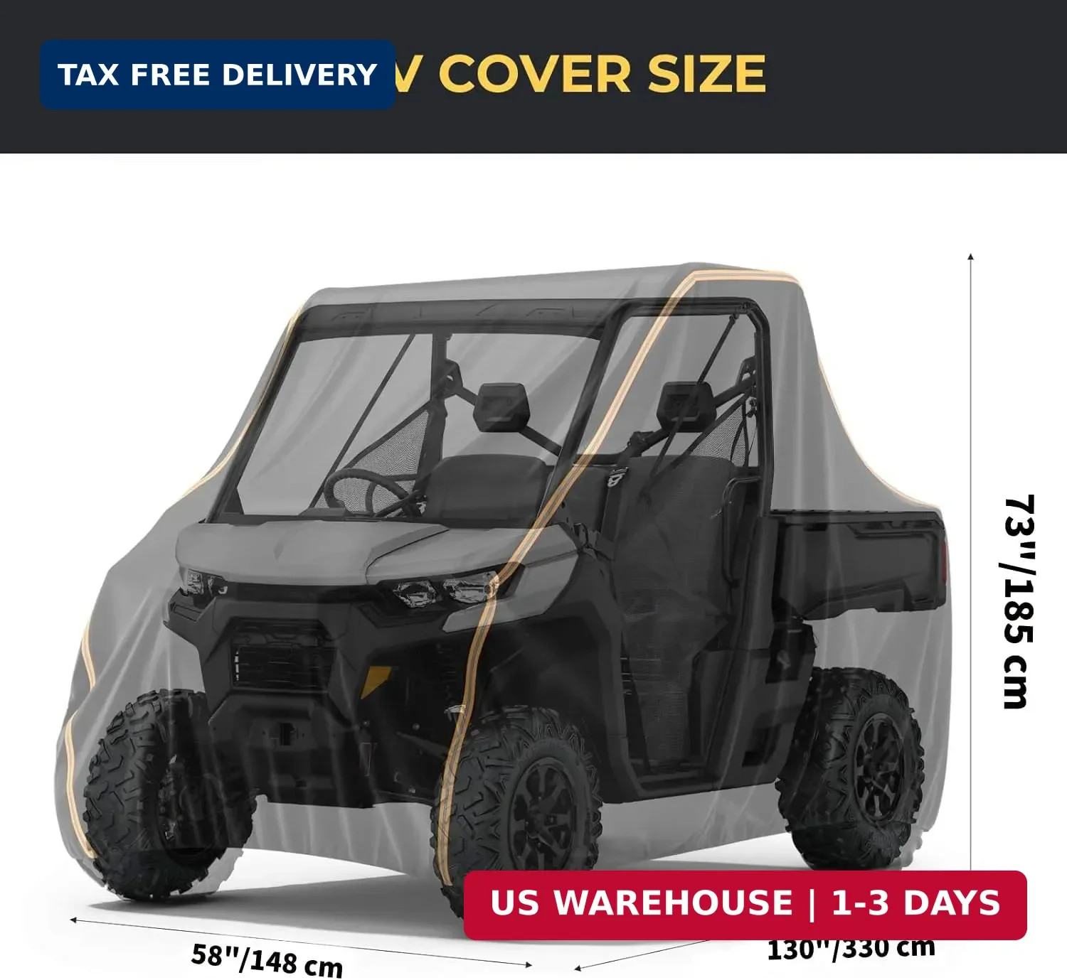 Kemimoto UTV Cover, All-Weather Protection UTV Cover Two Seater Compatible with