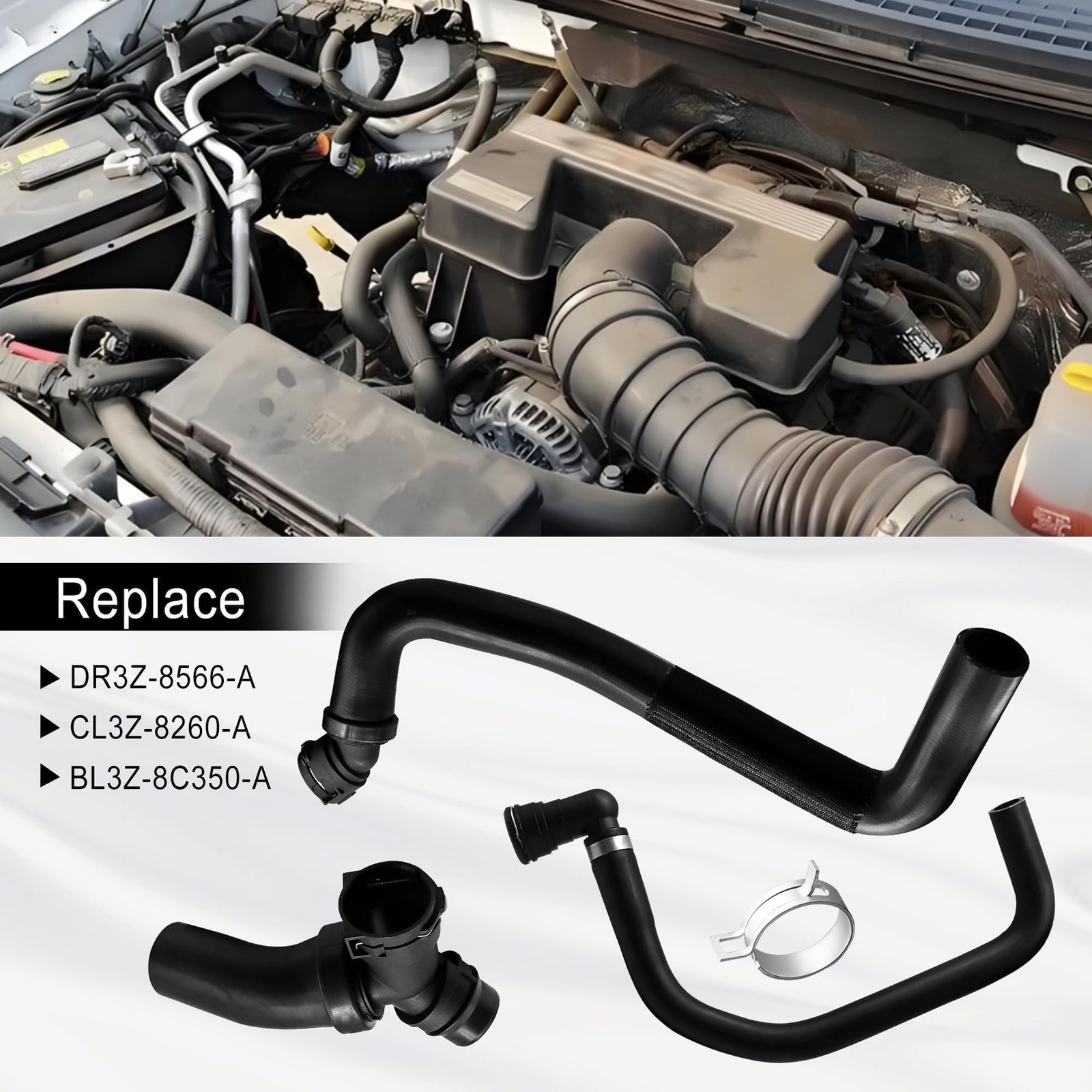 Upper Radiator Hose Y-Connector Lower Compatible with Ford F150 5.0L 2011 201…
