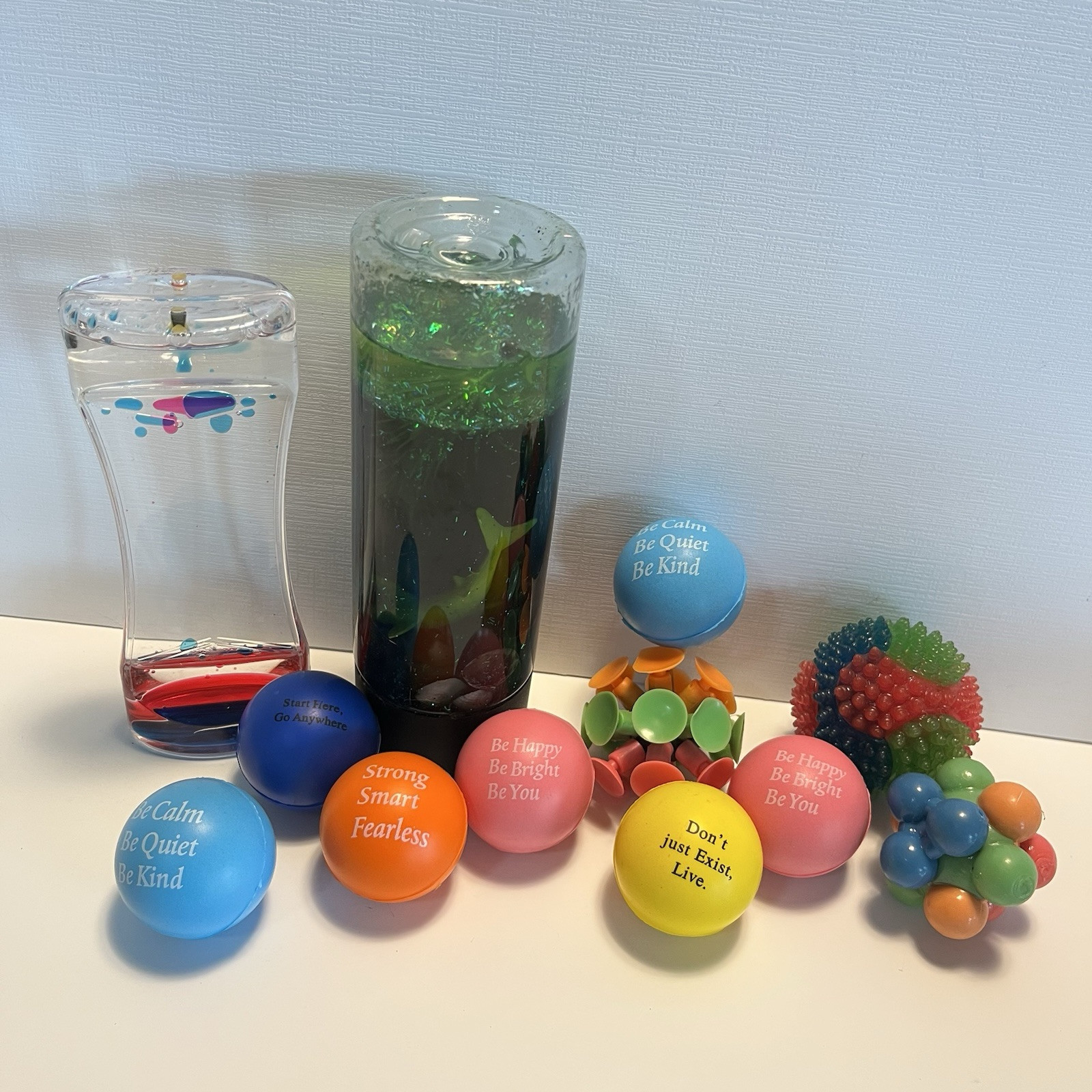 Lot Of 12 Therapeutic Sensory Toys Positivity Balls Sensory Bottles Fidgets