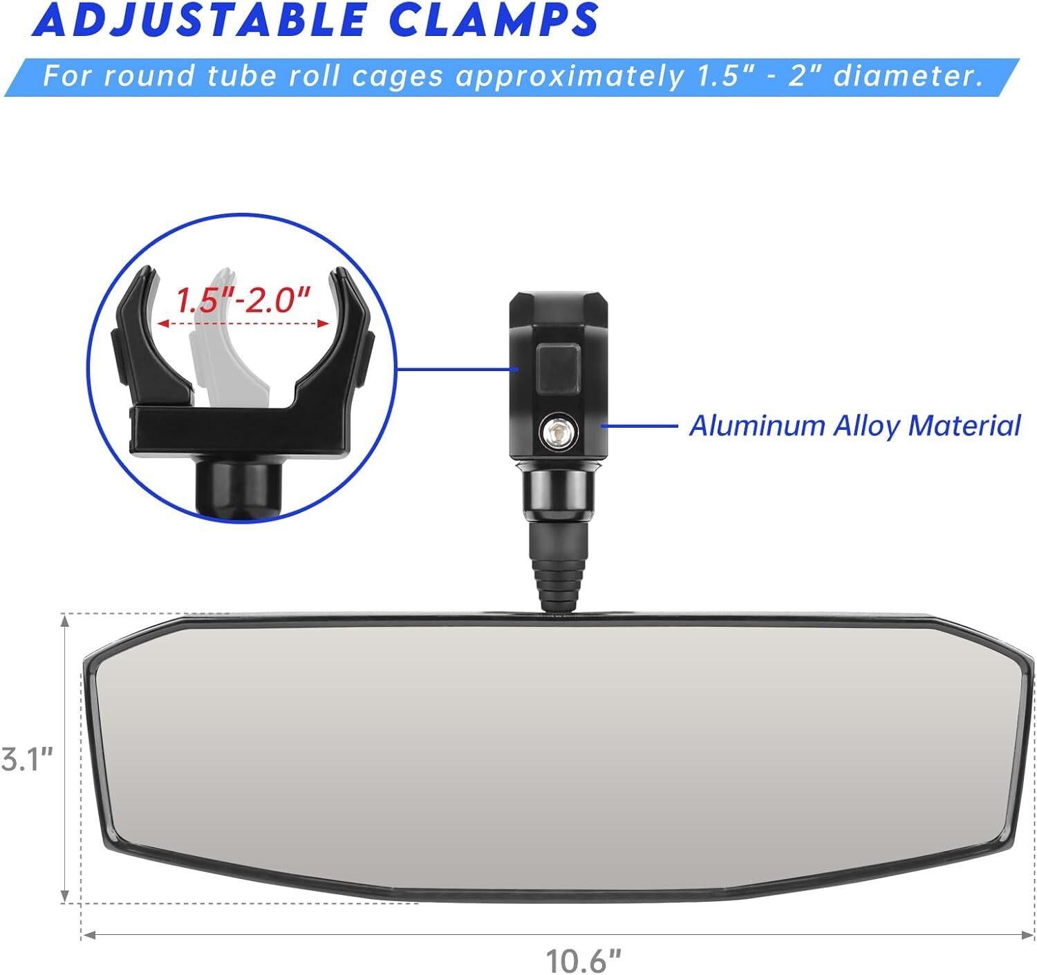UTV Rear View Mirror,SXS UTV Mirrors HD,360°Adjustable Angle for 1.5″ to 2.0