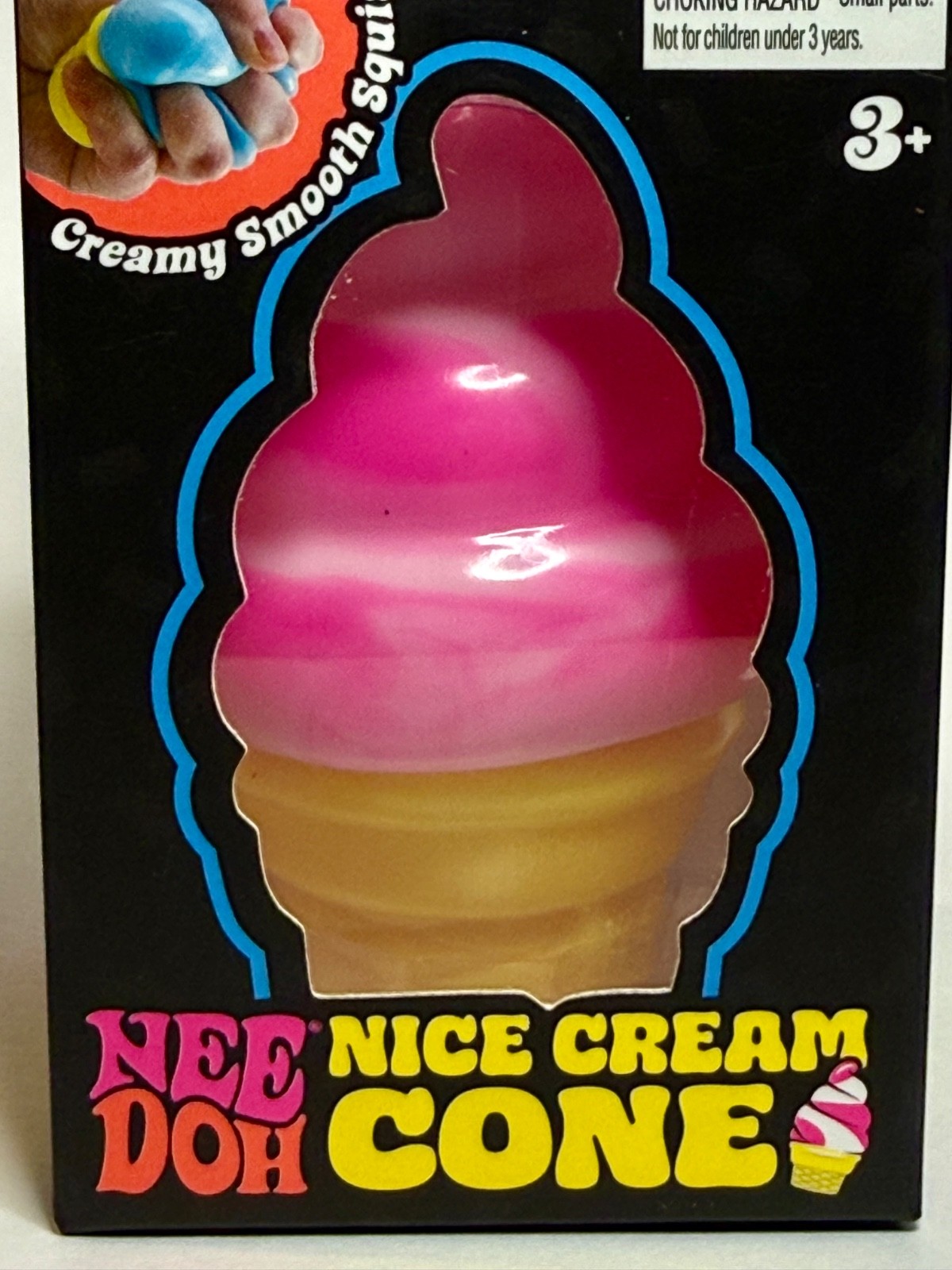 AUTHENTIC NeeDoh🍦Pink Nice Cream Cone Squishy TikTok Viral🔥 Fidget Toy RARE!
