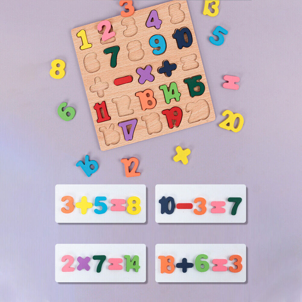 Wooden Alphabet Letters Numbers Learning Educational Jigsaw Puzzle Kids Baby Toy