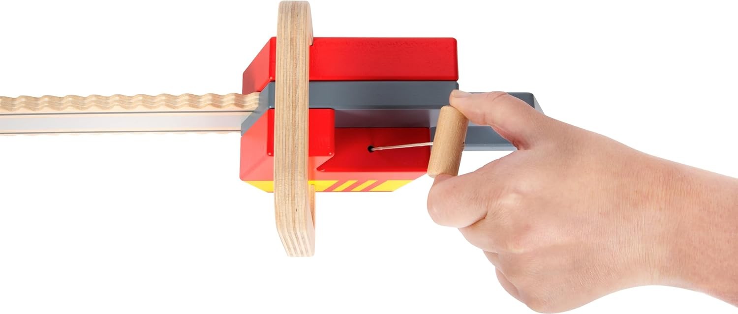 small foot Chainsaw made of wood, role play toy on the theme of fire department,