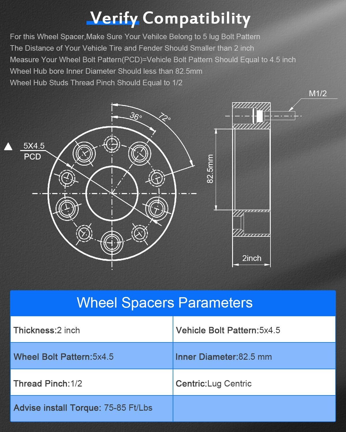 ECCPP 2X 2 inch 5×114.3mm Wheel Spacers 5 Lug 5×4.5 fits for Mustang for Ranger
