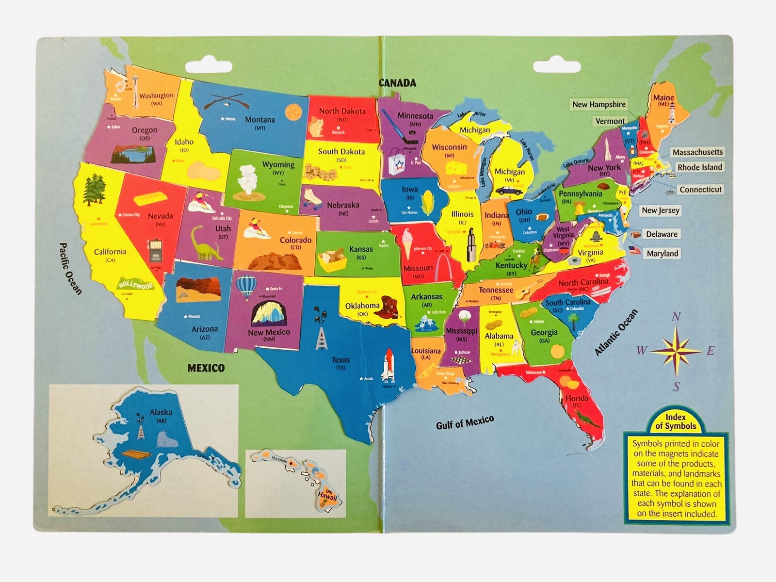 Imaginetics USA Map 47 Magnets 2003 Educational US State Shapes Learning Game