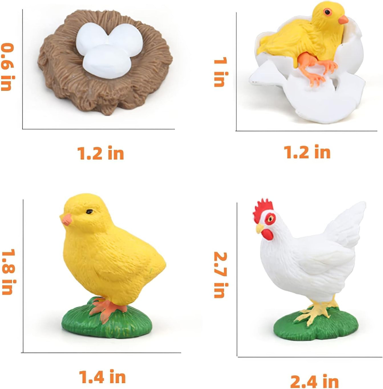 Montessori Chicken Life Cycle with Flash Cards, Realistic Animal Figurines Toy,