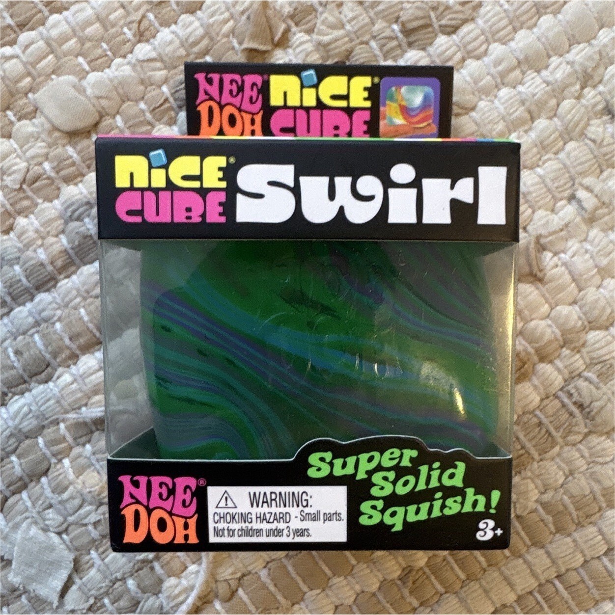 NeeDoh Nice Cube Swirl Super Solid Squish Toy Green/Blue/Purple 26051YP