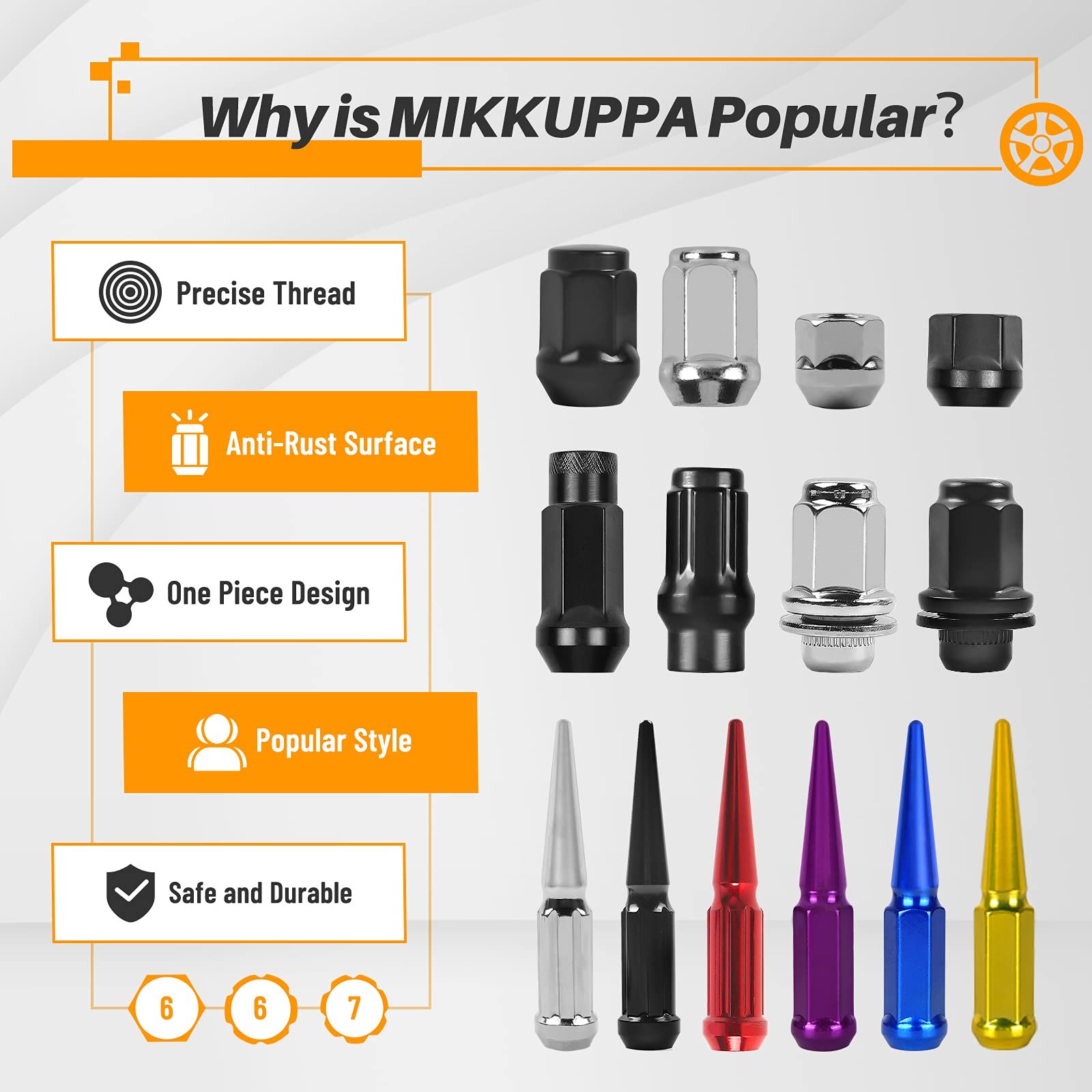 MIKKUPPA 20pk 9/16″-18 Silver Lug Nuts Ram 1500