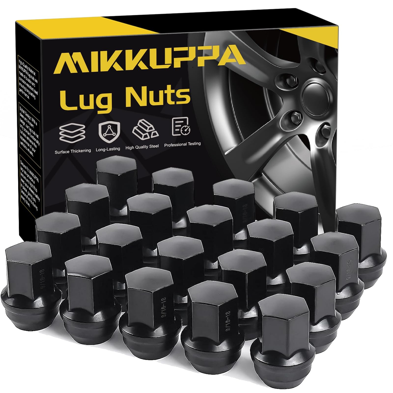 MIKKUPPA 9/16″-18 Black Lug Nuts 20 Packs Ram Wheel
