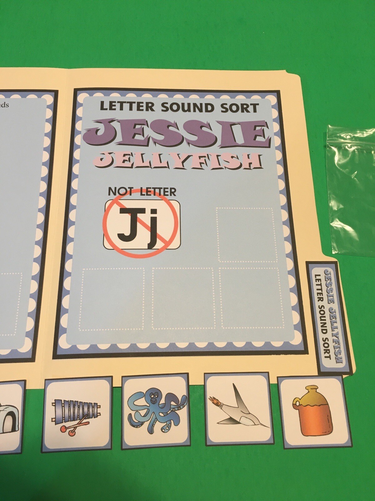 Jessie Jellyfish – Letter Jj – DIY File Folder game – Printed / Uncut
