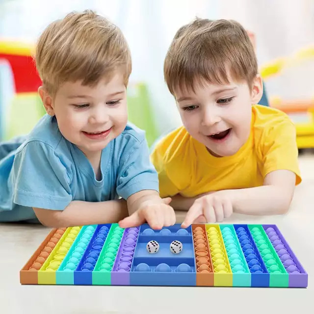 Two Dice Two Players Silicon Bubble Rainbow chess board push Pop Game Fidget Toy