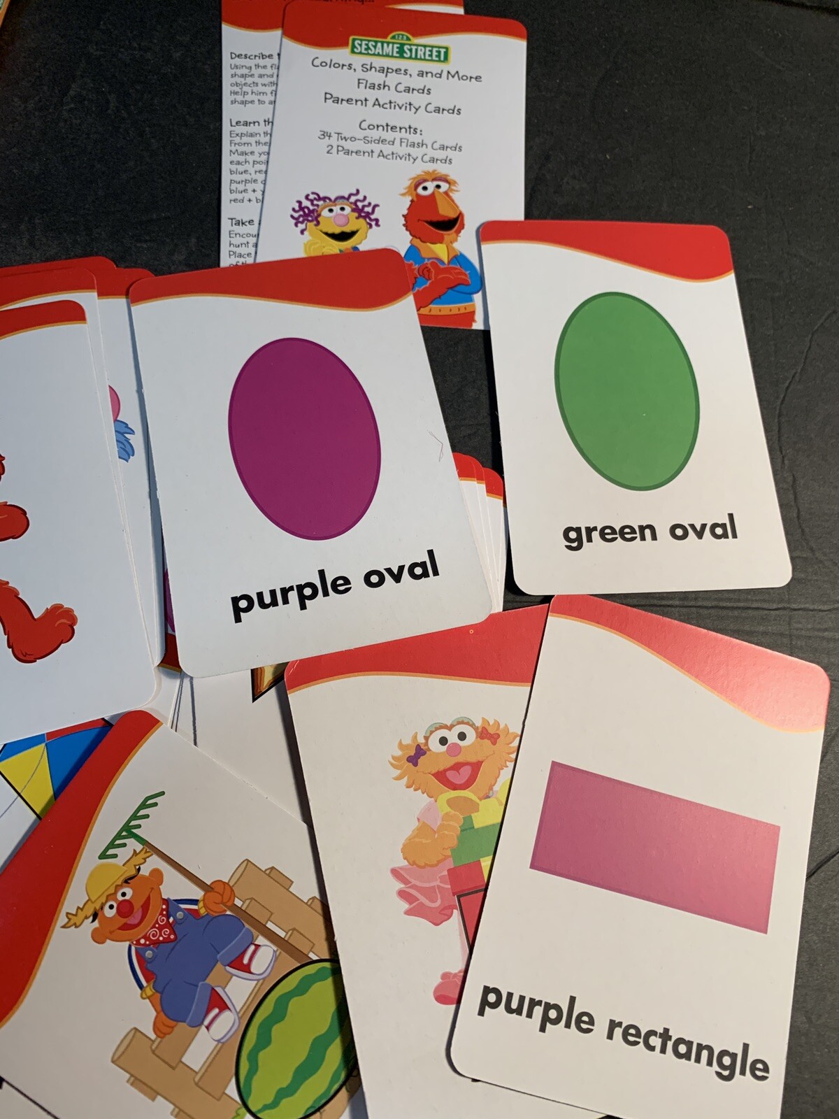 NEW 2 Packs Of Sesame Street Colorful Flash Cards 3″X4″ Colors & Beginning Words