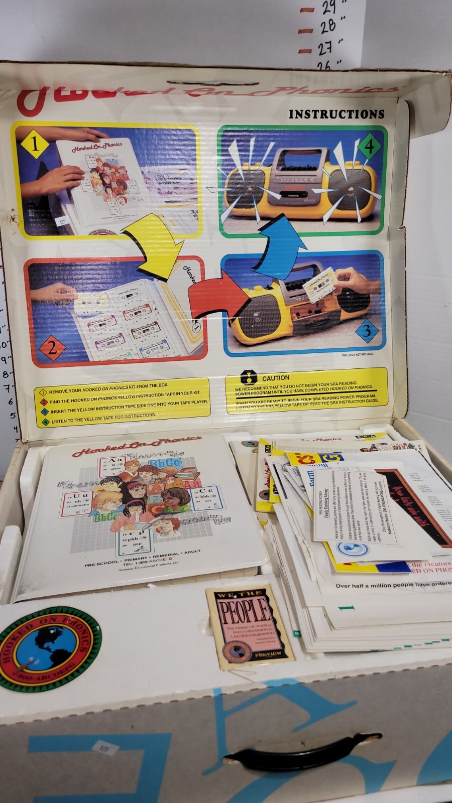 Vintage Hooked On Math Box Set (1992), Cassettes, Workbooks, Flash Cards- Used