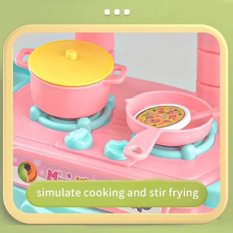 48Pcs Mini Kitchen Play Set – DIY Cooking Toy with Food & Tableware for Kids