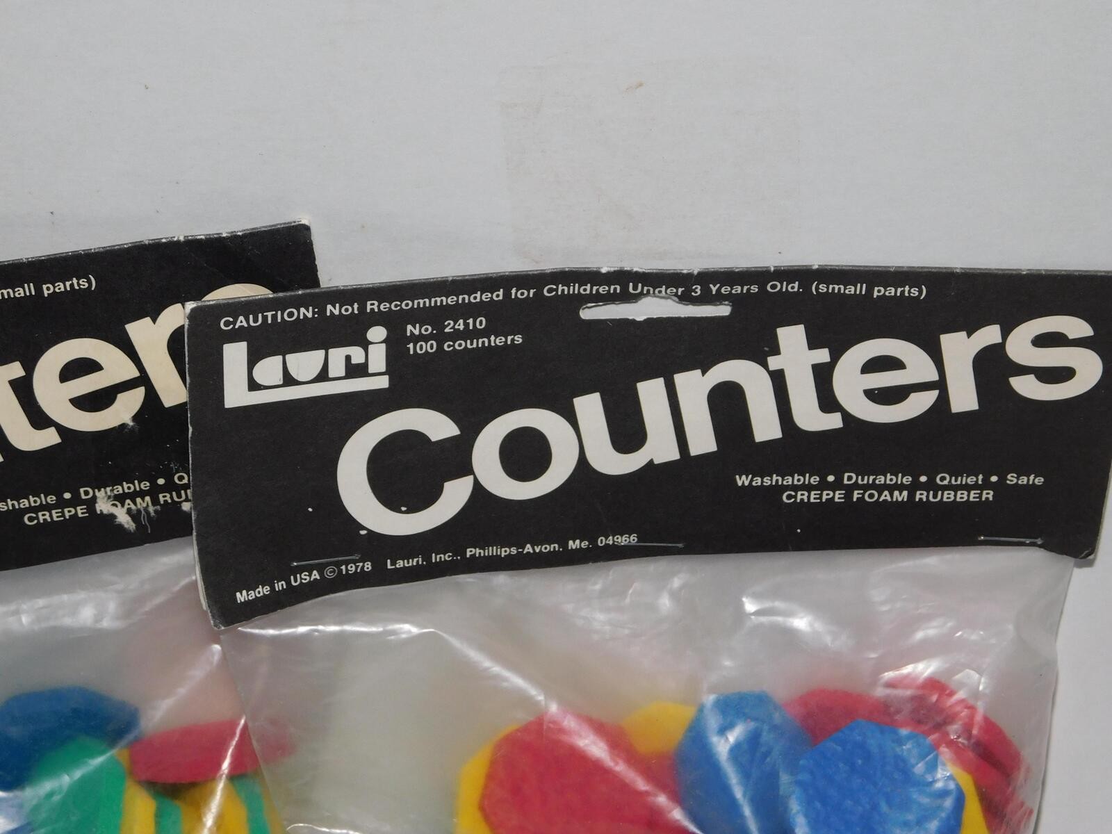 Vtg Lauri Crepe Foam Rubber Counters Learning Toy Lot 2 Packages New Sealed