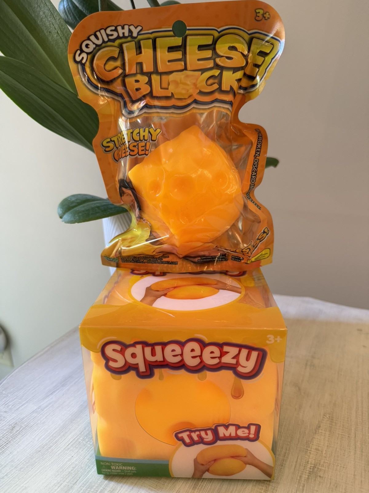 LOT of 2- 1 Squeeezy & 1 Squishy block Cheese- Tiktok Viral Squeeze Toy🔥