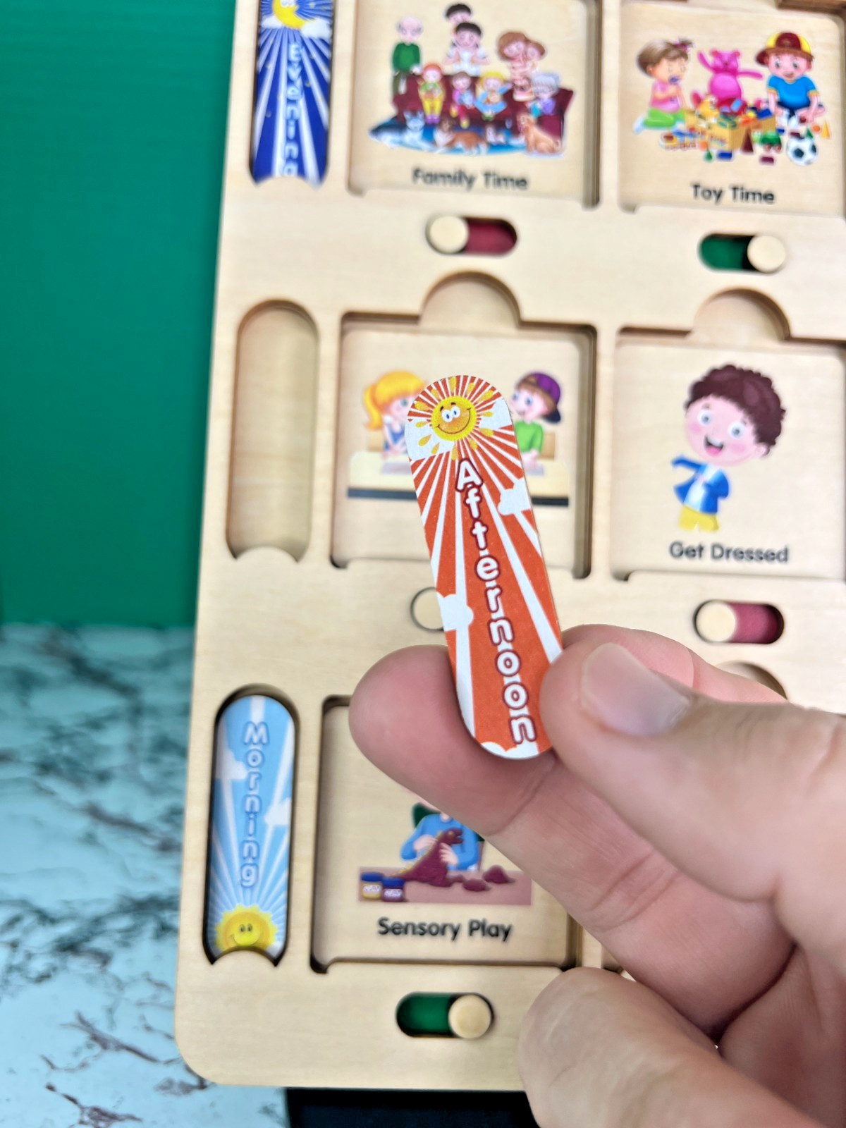 Wooden Montessori Daily Responsibilities Chart Routine Board for Toddlers Kids